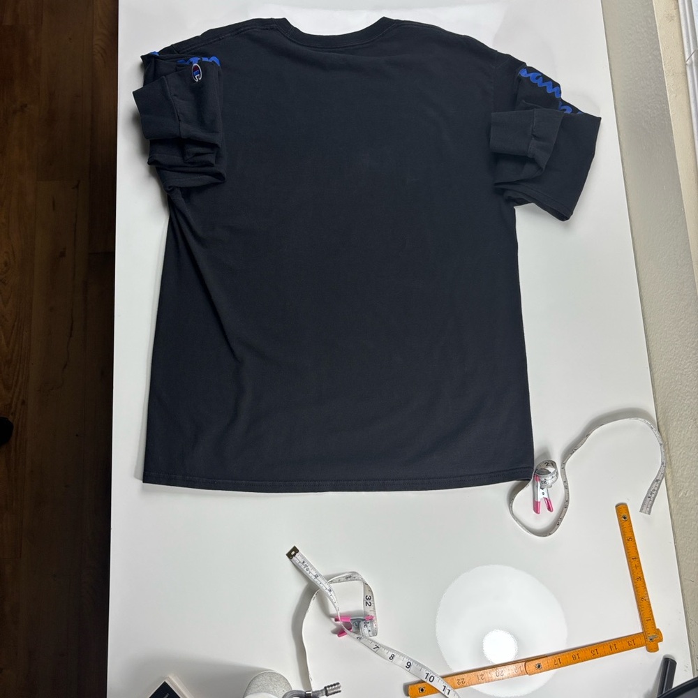 Champion Black Long Sleeve Tee with Blue and Red Logo - Picture 3 of 6